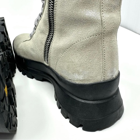 P448 Denise Beige Glitter Vibram Platform Lace-up Combat Boots 37 EU 7 US - Picture 6 of 10